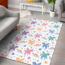 Load image into Gallery viewer, colorful unicorn rainbow heart pattern Area Rug
