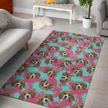 Load image into Gallery viewer, Beagle muzzles turquoise paint splashes pink pattern Area Rug
