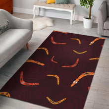 Load image into Gallery viewer, Boomerang Australian aboriginal ornament circle black background Area Rug
