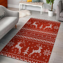 Load image into Gallery viewer, Deer Sweater Printed Red Pattern Area Rug
