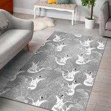 Load image into Gallery viewer, white swan gray background Area Rug
