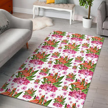 Load image into Gallery viewer, Flamingo Pink Hibiscus Pattern Area Rug
