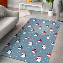 Load image into Gallery viewer, Cute penguin christmas snow pattern Area Rug
