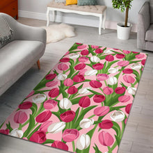 Load image into Gallery viewer, Pink White Tulip Pattern Area Rug

