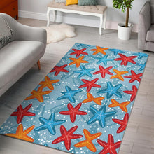 Load image into Gallery viewer, Blue red orange starfish pattern Area Rug
