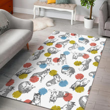 Load image into Gallery viewer, Siberian husky and colorful circle pattern Area Rug
