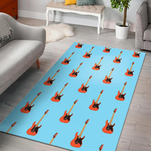 Load image into Gallery viewer, electric guitar pattern light blue background Area Rug
