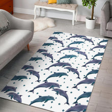 Load image into Gallery viewer, Dolphins pattern dotted background Area Rug
