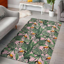 Load image into Gallery viewer, Toucan tropical green jungle palm pattern Area Rug
