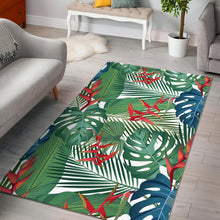 Load image into Gallery viewer, heliconia palm and monstera  leaves pattern Area Rug
