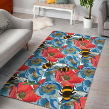 Load image into Gallery viewer, Bee Red and Blue Hibiscus Pattern Area Rug
