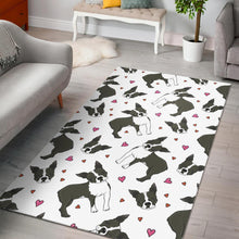 Load image into Gallery viewer, Boston terrier dog hearts vector pattern Area Rug
