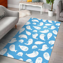 Load image into Gallery viewer, Cute white sea lion seals pattern Area Rug
