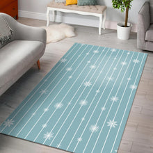Load image into Gallery viewer, Snowflake pattern blue stripe background Area Rug
