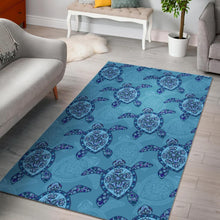 Load image into Gallery viewer, Sea Turtle Blue Tribal Pattern Area Rug
