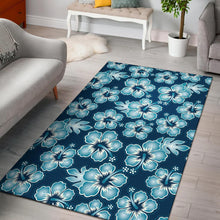 Load image into Gallery viewer, Blue Hibiscus Pattern Print Design HB011 Area Rugs
