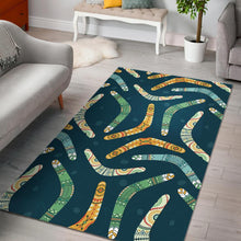 Load image into Gallery viewer, Boomerang Aboriginal Pattern Dark Background Area Rug
