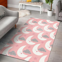Load image into Gallery viewer, Cute moon cloud star pattern pink dot background Area Rug
