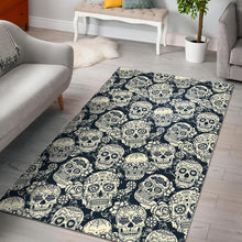 Load image into Gallery viewer, Sugar skull black white pattern Area Rug
