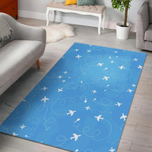 Load image into Gallery viewer, Airplane Pattern Blue Backgroung Area Rug
