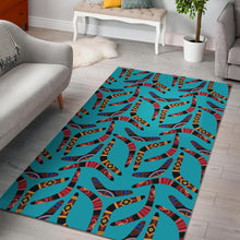 Load image into Gallery viewer, Boomerang Australian aboriginal ornament blue background Area Rug
