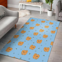 Load image into Gallery viewer, Brown cute pomeranian blue blackground Area Rug
