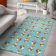 Load image into Gallery viewer, Fox pattern blue b ackground Area Rug
