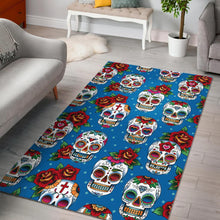 Load image into Gallery viewer, Suger Skull Rose Pattern Area Rug
