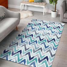 Load image into Gallery viewer, zigzag  chevron blue pattern Area Rug
