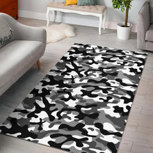 Load image into Gallery viewer, Black white camo camouflage pattern Area Rug

