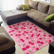 Load image into Gallery viewer, cherry flower pattern pink background Area Rug

