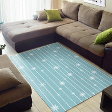 Load image into Gallery viewer, Snowflake pattern blue stripe background Area Rug
