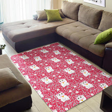 Load image into Gallery viewer, Maneki Neko Lucky Cat sakura pink background Area Rug
