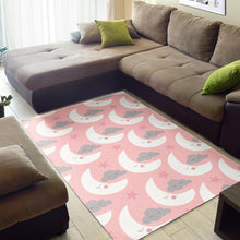 Load image into Gallery viewer, Cute moon cloud star pattern pink dot background Area Rug
