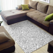 Load image into Gallery viewer, Cartoon hand drawn ice cream black white Area Rug
