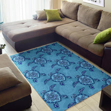Load image into Gallery viewer, Sea Turtle Blue Tribal Pattern Area Rug
