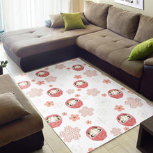 Load image into Gallery viewer, Daruma japanese wooden doll cherry blossom flower pattern Area Rug
