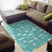 Load image into Gallery viewer, Airplane Cloud Pattern Green Background Area Rug
