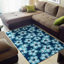 Load image into Gallery viewer, Blue Hibiscus Pattern Print Design HB011 Area Rugs
