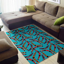 Load image into Gallery viewer, Boomerang Australian aboriginal ornament blue background Area Rug
