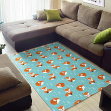 Load image into Gallery viewer, Fox pattern blue b ackground Area Rug
