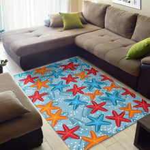 Load image into Gallery viewer, Blue red orange starfish pattern Area Rug
