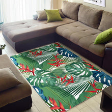 Load image into Gallery viewer, heliconia palm and monstera  leaves pattern Area Rug
