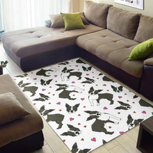 Load image into Gallery viewer, Boston terrier dog hearts vector pattern Area Rug
