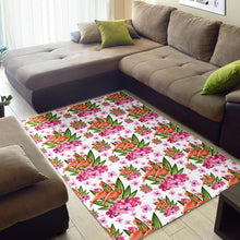 Load image into Gallery viewer, Flamingo Pink Hibiscus Pattern Area Rug
