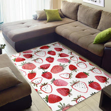 Load image into Gallery viewer, watercolor hand drawn beautiful strawberry pattern Area Rug
