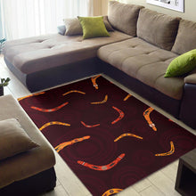 Load image into Gallery viewer, Boomerang Australian aboriginal ornament circle black background Area Rug
