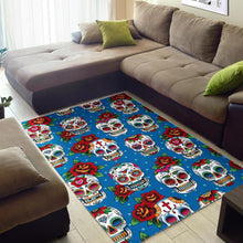 Load image into Gallery viewer, Suger Skull Rose Pattern Area Rug
