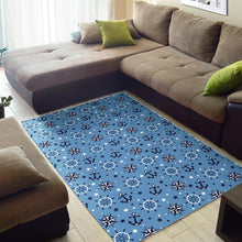 Load image into Gallery viewer, Anchors rudder compass star nautical pattern Area Rug

