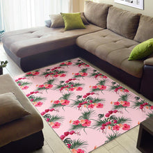 Load image into Gallery viewer, Red Pink Orchid Hibiscus Pattern Area Rug
